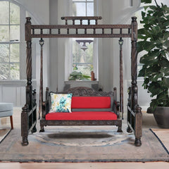 Classic  Solid Wood Walnut finish 2 Seater Swing Chair