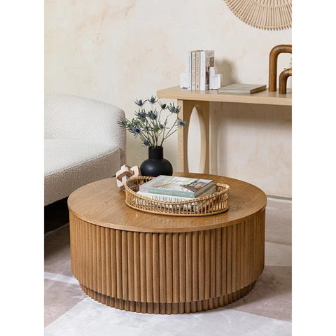 Modern Round Natural Finish Coffee Table
