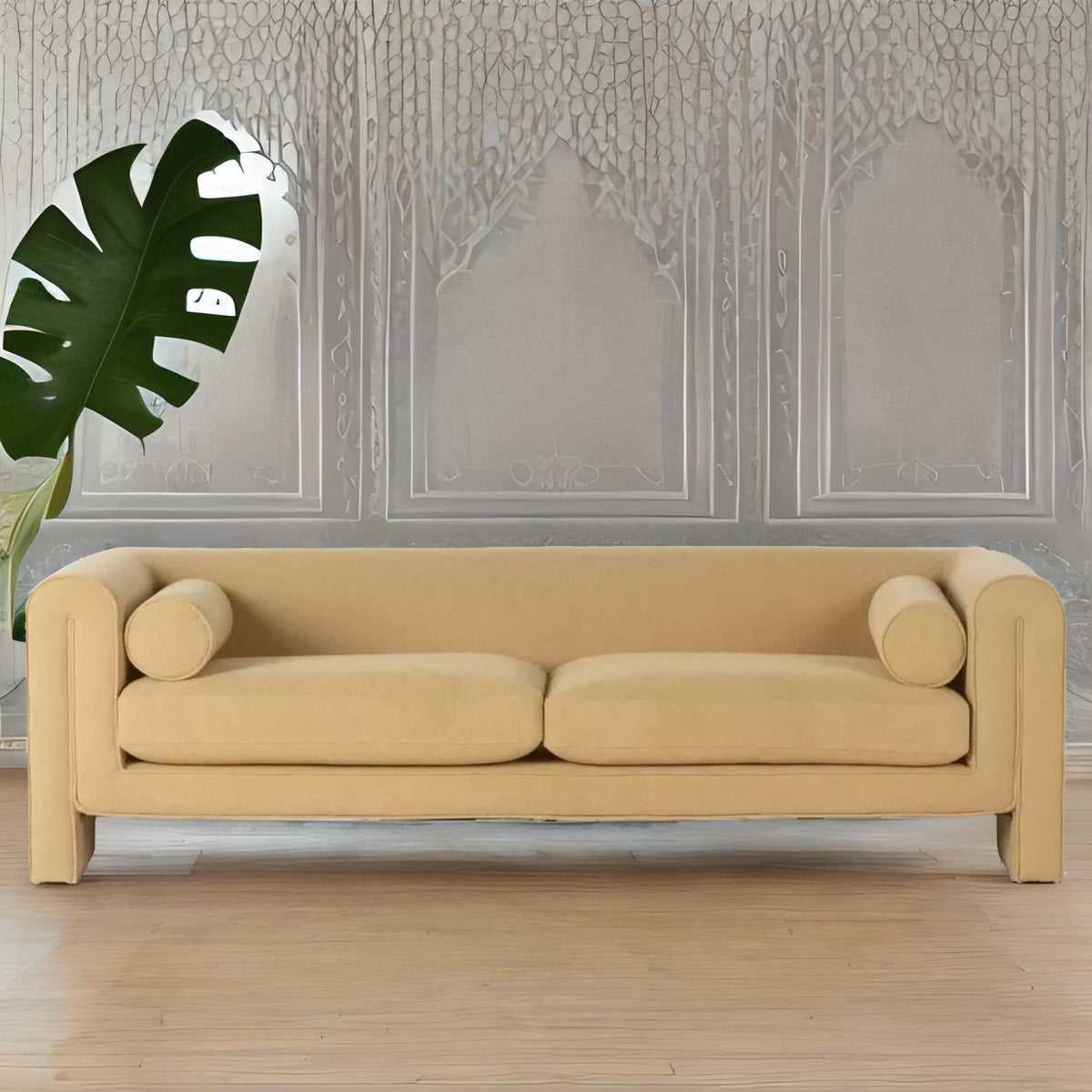 Modern 3 Seater Fabric Sofa - Brown Finish