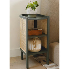Classic Cane Bedside Table In Sage