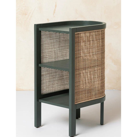 Classic Cane Bedside Table In Sage