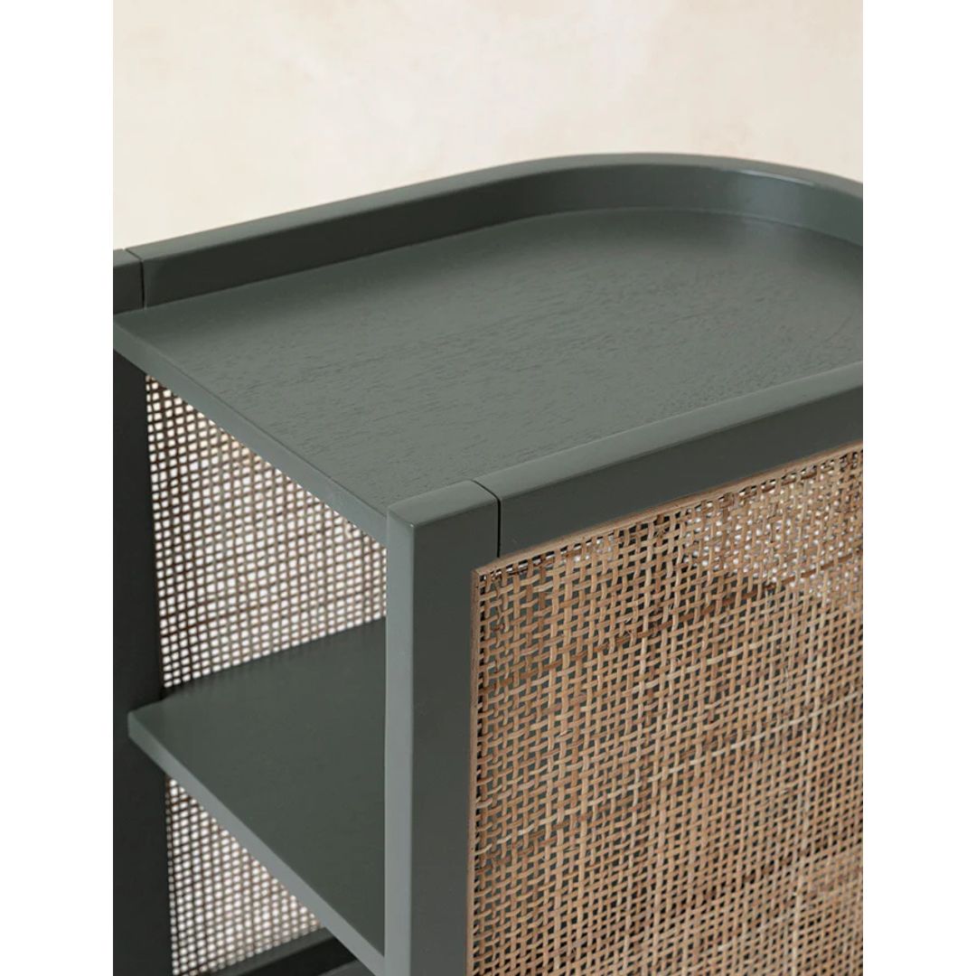 Classic Cane Bedside Table In Sage