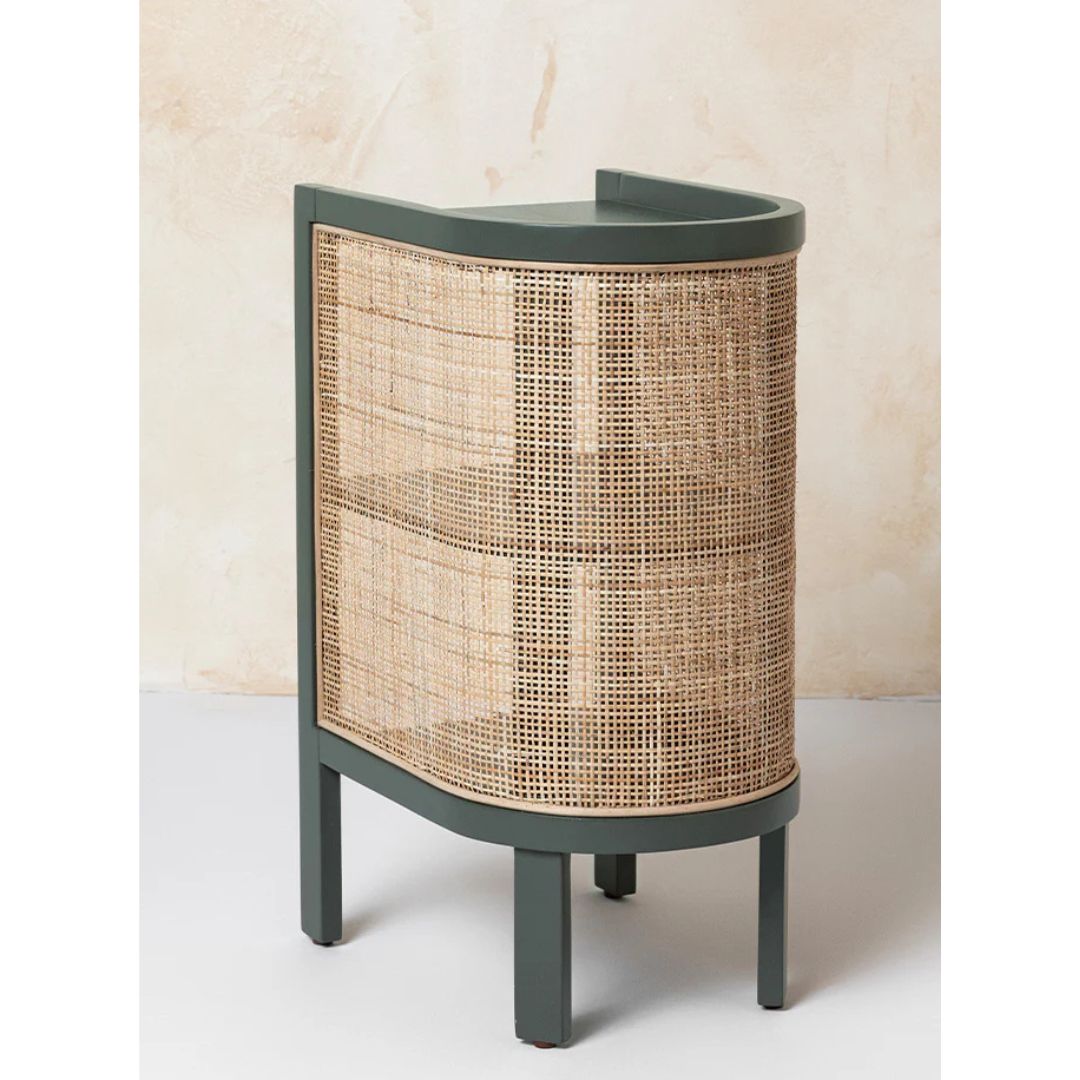 Classic Cane Bedside Table In Sage