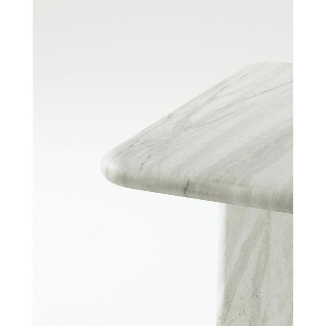 White Coffee Table in Solid Stone Marble