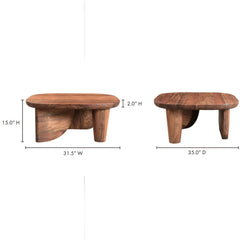 Modern Solid Wood Contemporary Style Coffee Table In Natural