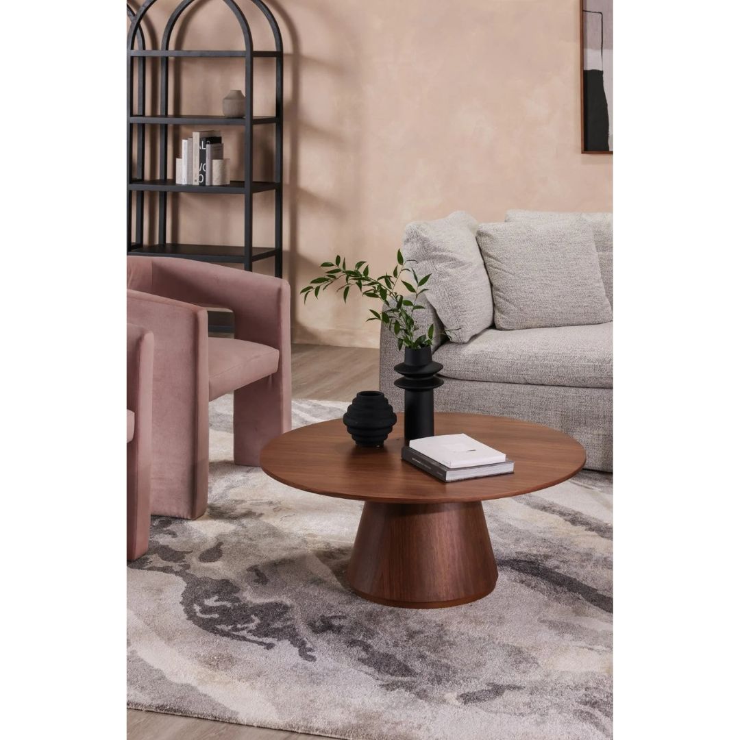 Modern Solid Walnut Round Coffee Table