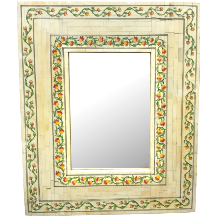 Bone Inlay Hand Painted Indian Mirror Frame