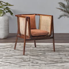 Classic Rattan Sheesham Wood Lounge Chair