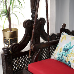 Classic  Solid Wood Walnut finish 2 Seater Swing Chair