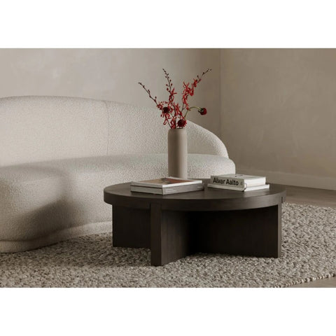 Modern Solid Round Coffee Table In Brown