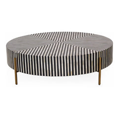 Bone Inlay Round Coffee Table Monochrome