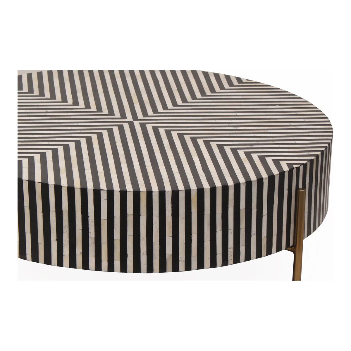 Bone Inlay Round Coffee Table Monochrome