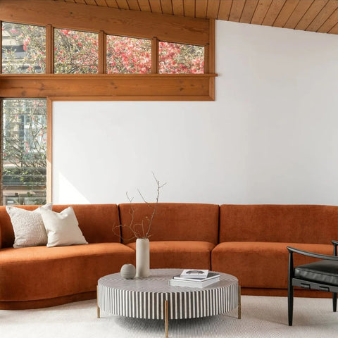 Bone Inlay Round Coffee Table Monochrome