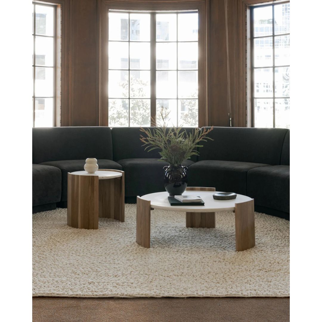 Round Coffee Table With White Marble Top