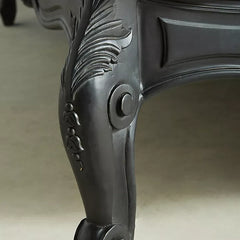Colonial Solid Wood Carved Bed in Black Finish