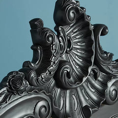 Colonial Solid Wood Carved Bed in Black Finish