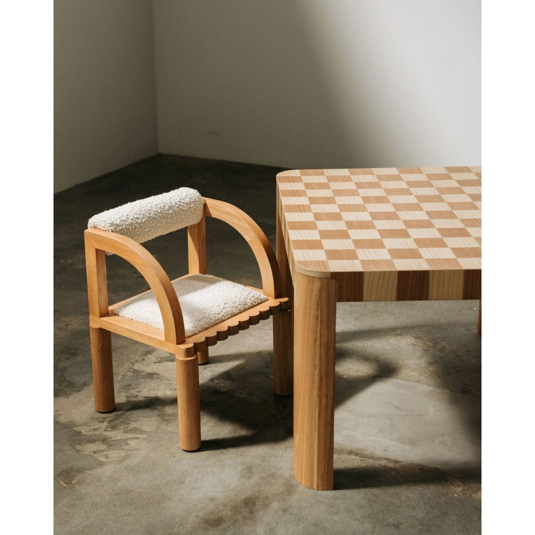 Kids White Boucle  Chair