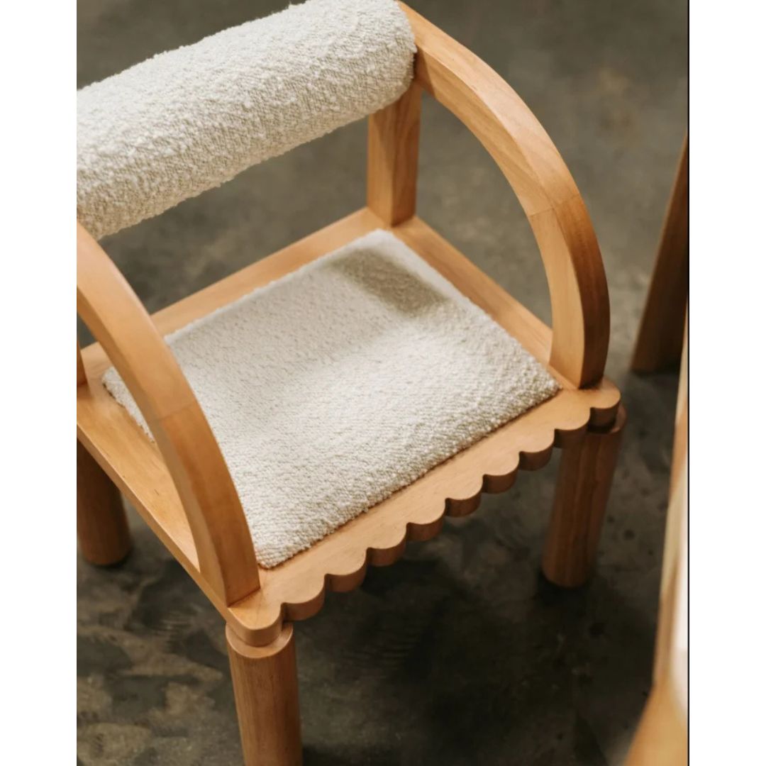 Kids White Boucle  Chair