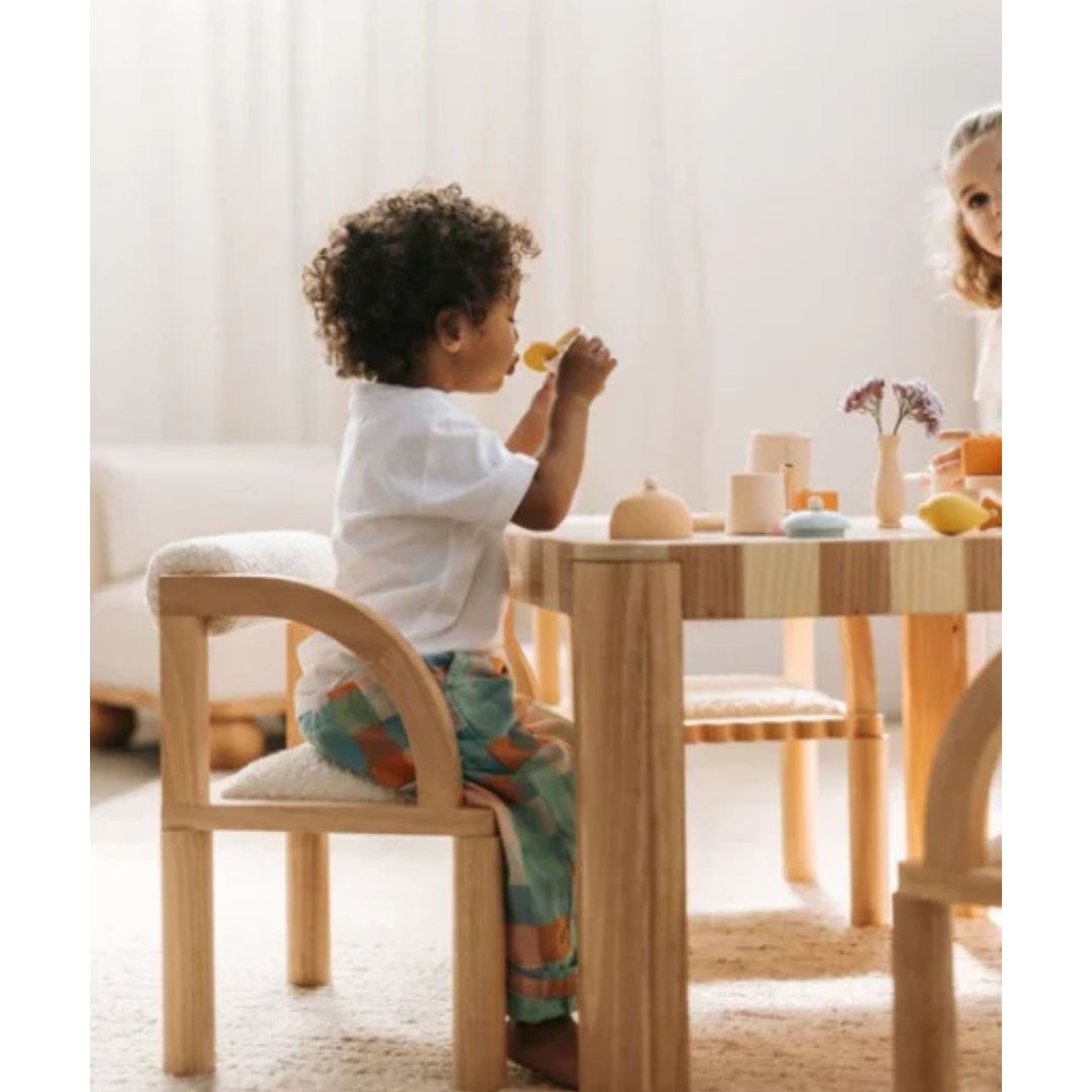 Kids White Boucle  Chair