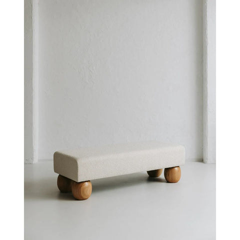 Kids White Bouclé Bench Seat