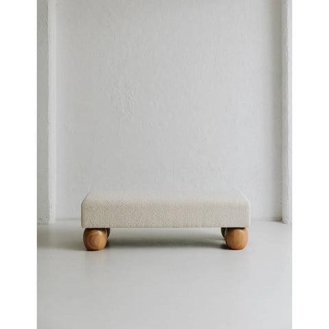 Kids White Bouclé Bench Seat