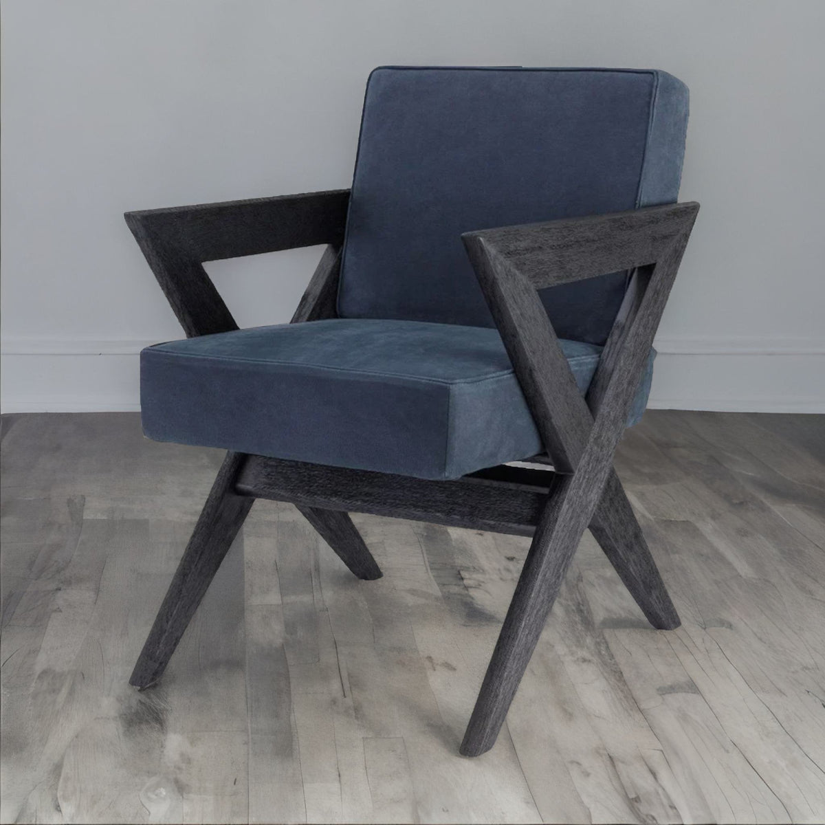 Modern Solid Wood Velvet Arm Chair