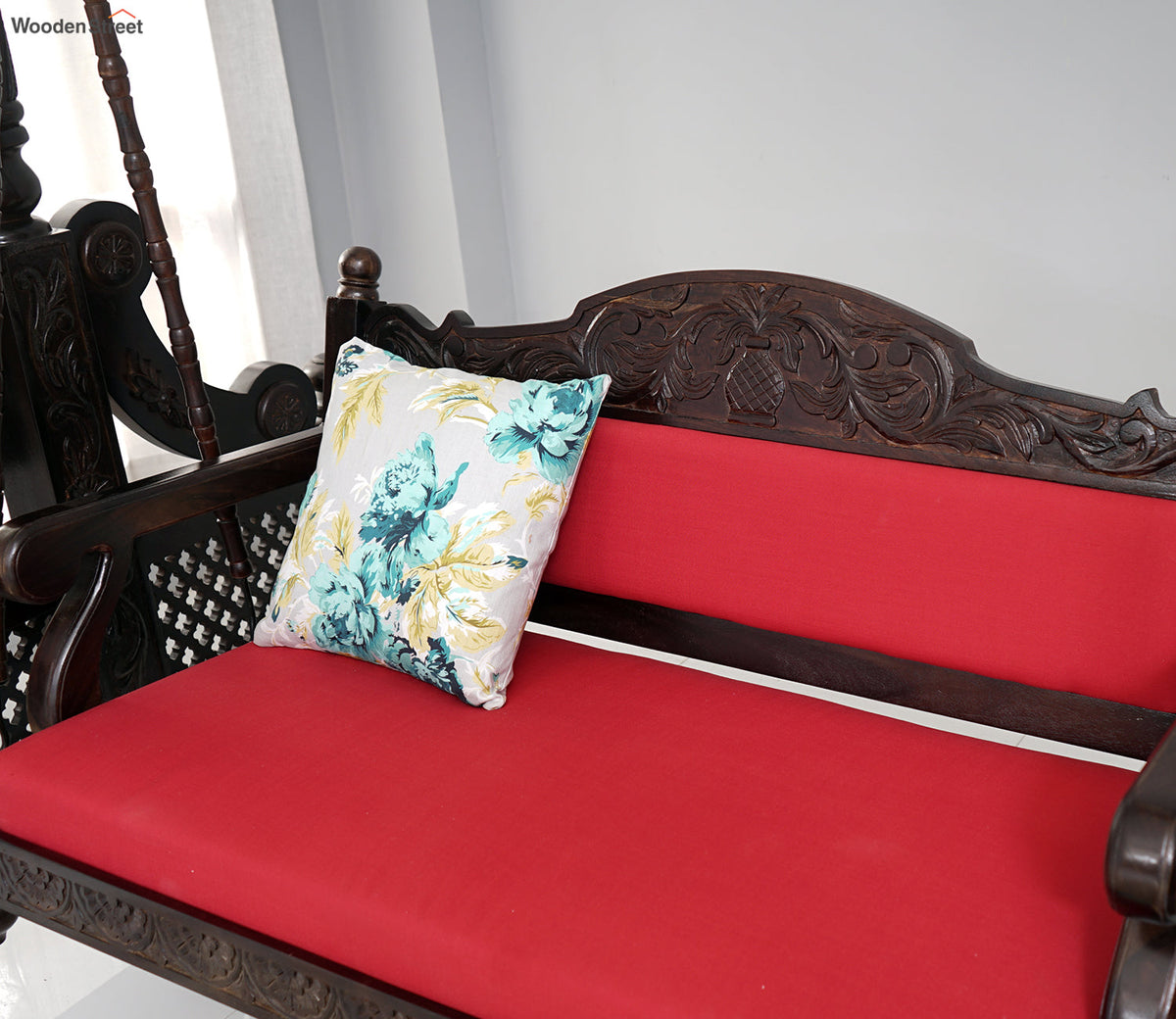 Classic  Solid Wood Walnut finish 2 Seater Swing Chair