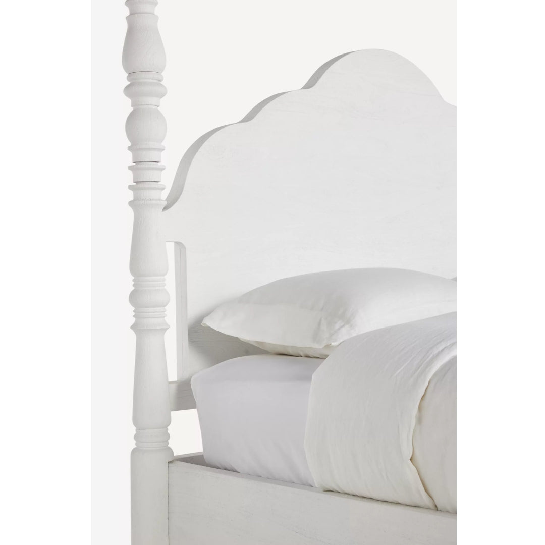 Colonial Acacia Wood Poster Bed With White Finish