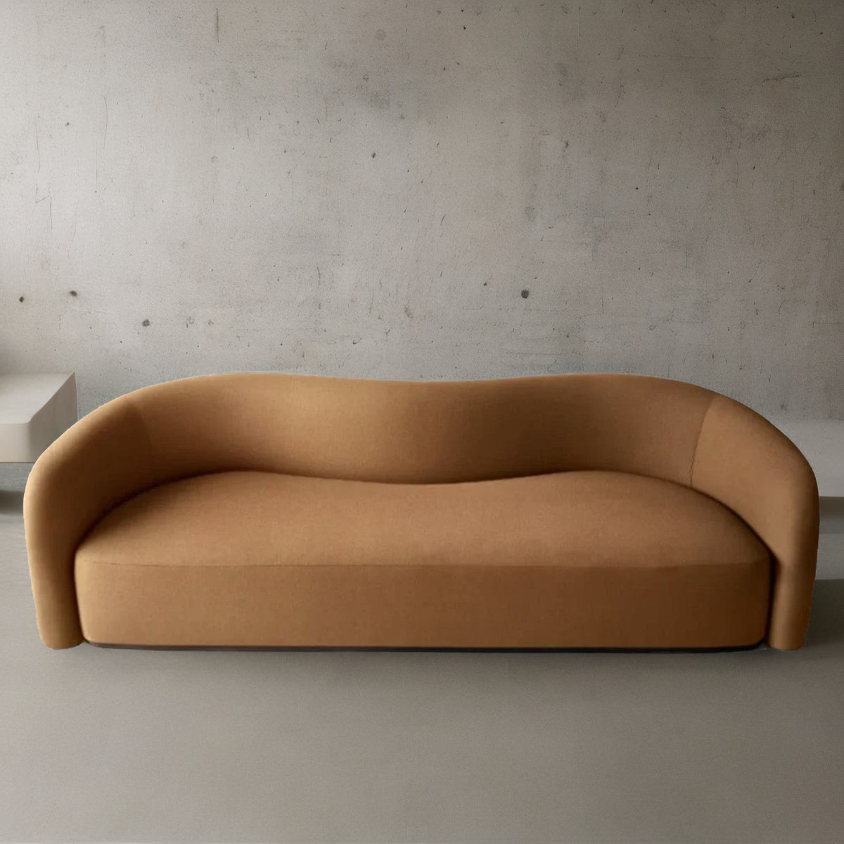 Modern 3 Seater Curve Fabric Sofa - Brown Finish