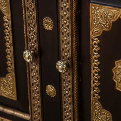 Modern Solid Mango Wood Cabinet With Brass Work