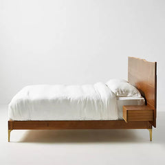 Live Edge Solid Wood Bed with Attached Nightstands - All Sizes