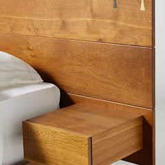 Live Edge Solid Wood Bed with Attached Nightstands - All Sizes