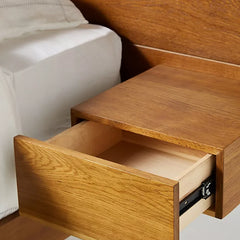 Live Edge Solid Wood Bed with Attached Nightstands - All Sizes