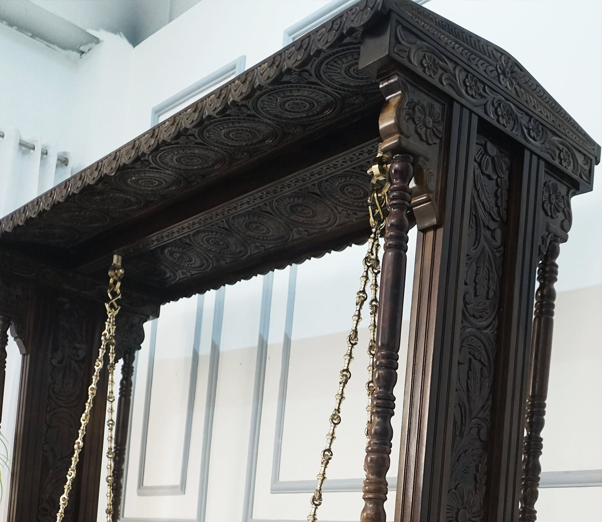 Classic  Solid Wood Walnut finish 2 Seater Swing Chair