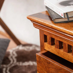 Modern Solid Mango Wooden Nightstand Bedside Table