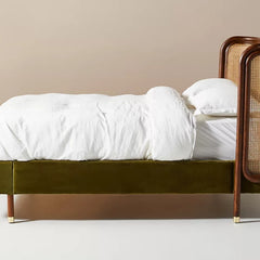 Berlin Rattan Solid Wood Bed With Cane and Upholstery – All Sizes