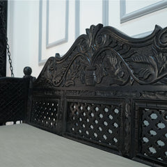 Modern Mango Solid Wood Black Finish 2 Seater Swing Chair