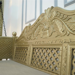 Modern Mango Solid Wood Gold Finish 2 Seater Swing Chair
