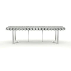 Bone Inlay Black And White 8 Seater Dining Table With Iron Base