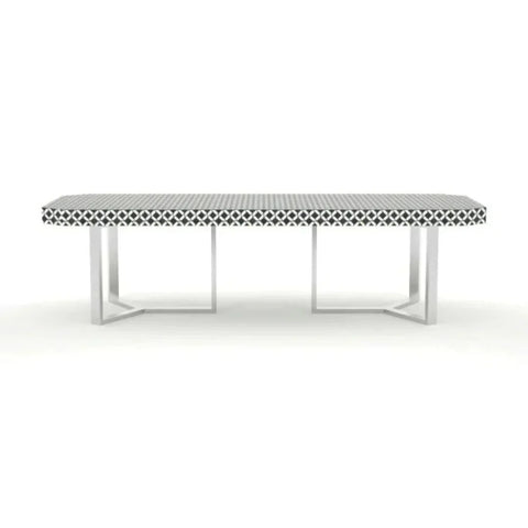 Bone Inlay Black And White 8 Seater Dining Table With Iron Base