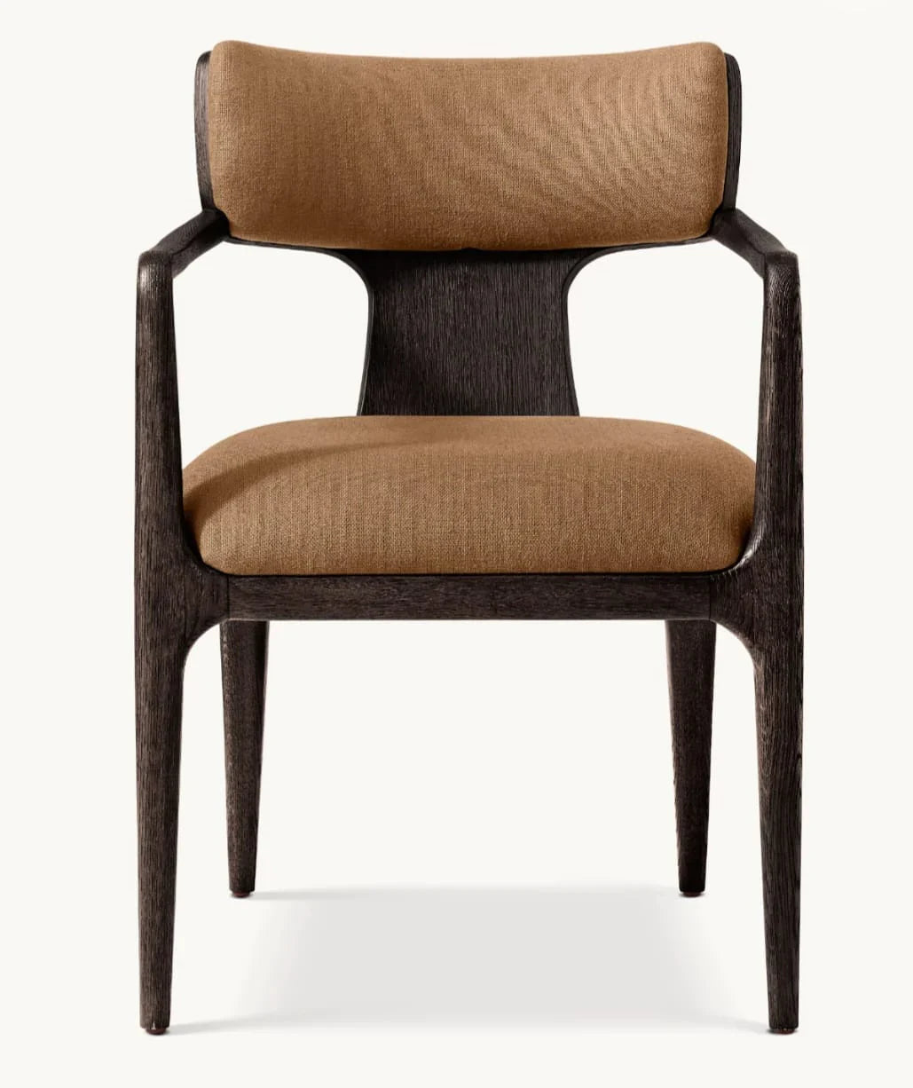 Modern Solid Wood Curved Arm Chair