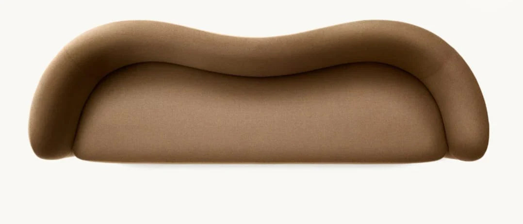 Modern 3 Seater Curve Fabric Sofa - Brown Finish