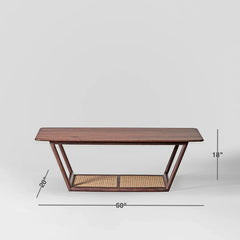 Rattan Sheesham Solid Wood Cane Coffee Table