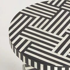 Bone Inlay Side Table - Geometric pattern