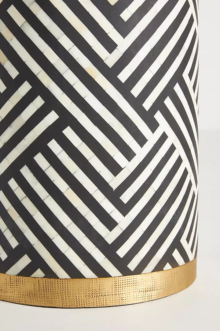 Bone Inlay Side Table - Geometric pattern
