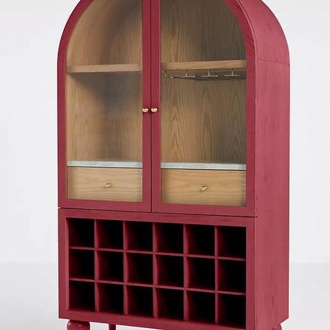 Classic Solid Wood Natural Finish Bar Cabinet