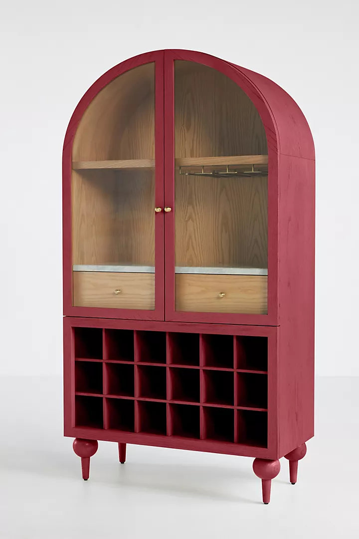 Classic Solid Wood Natural Finish Bar Cabinet