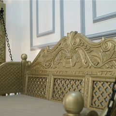 Modern Mango Solid Wood Gold Finish 2 Seater Swing Chair