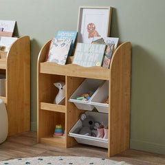 Natural Solid Kids Bookshelf And Organizer