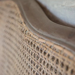 Colonial Antique Solid Wood Rattan Bed In Rustic White- All Sizes